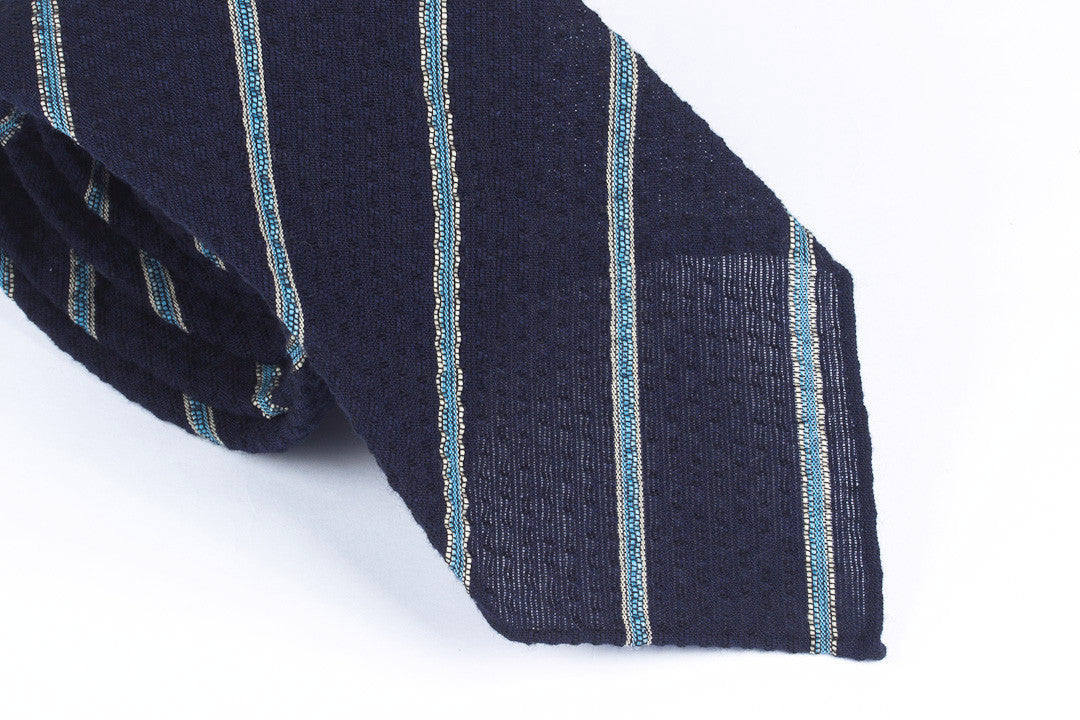 Navy-Blue Striped Seersucker
