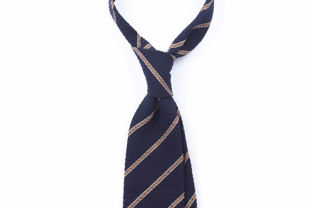 Navy-Rust Striped Seersucker
