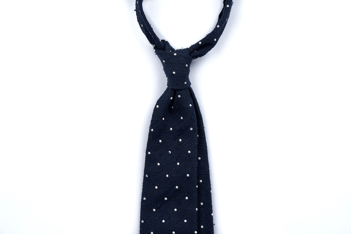 Navy-White Dot Shantung Grenadine (OOS)