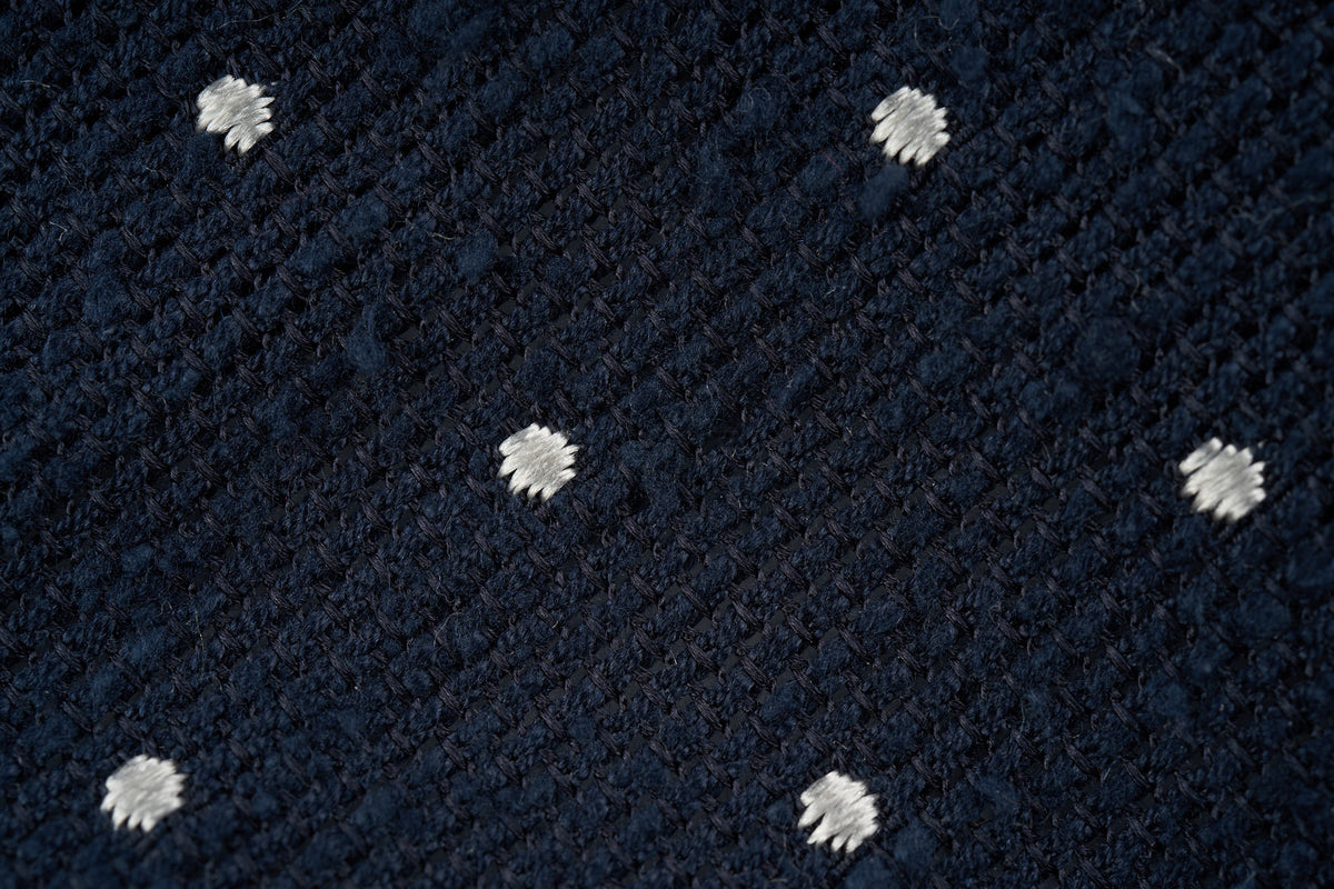 Navy-White Dot Shantung Grenadine (OOS)