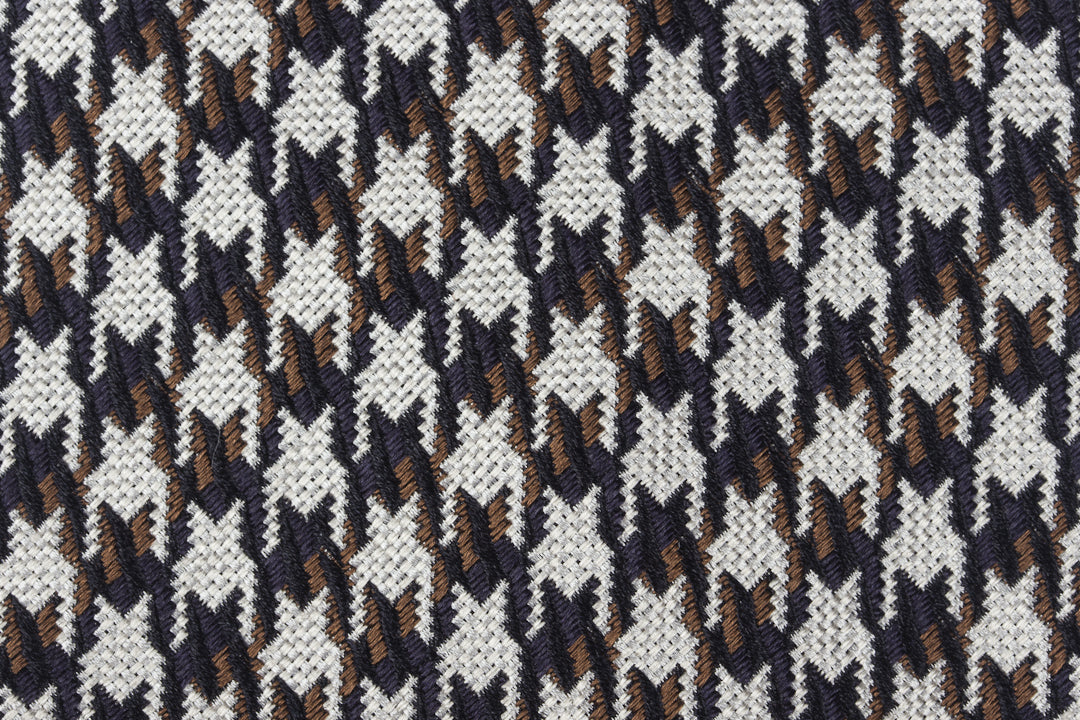 Navy-Brown Medium Houndstooth Bow Tie