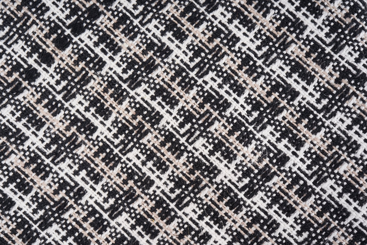 White Beige Black Fancy Weave