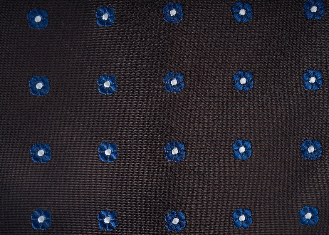 Espresso with Blue Flowers Bow Tie