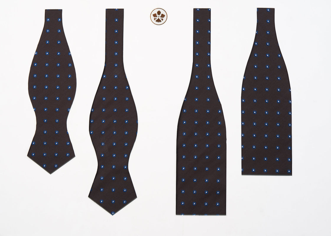 Espresso with Blue Flowers Bow Tie