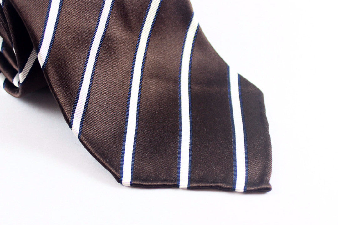 Brown-Navy Satin Repp