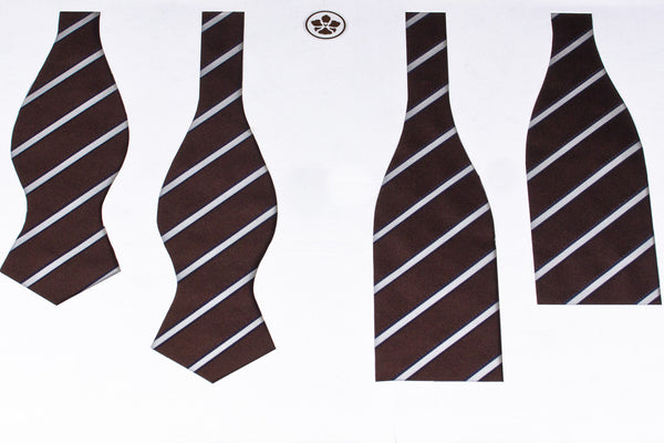 Brown-Navy Satin Repp Bow Tie