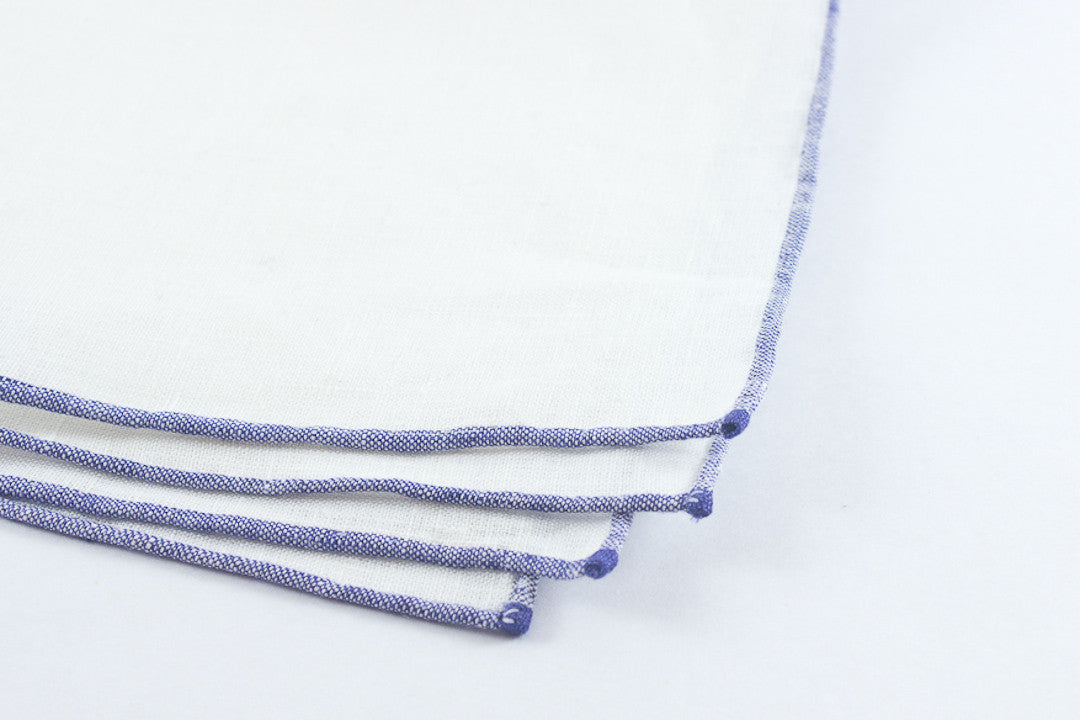 White Linen with Blue Border