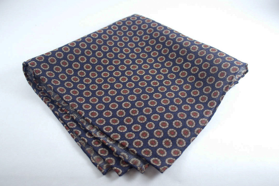 Navy Slanted Medallions in Wool