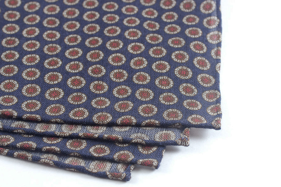 Navy Slanted Medallions in Wool