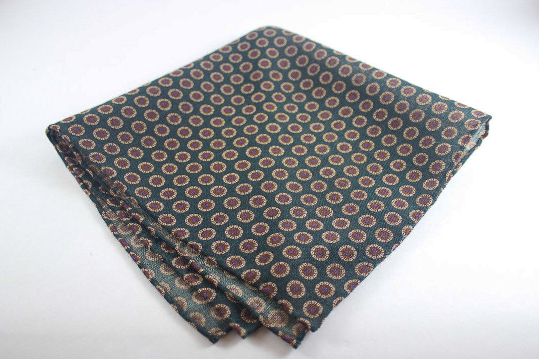 Green Slanted Medallions in Wool