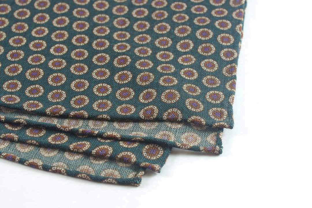 Green Slanted Medallions in Wool