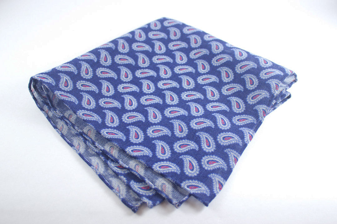 Blue Mélange Wool Paisley