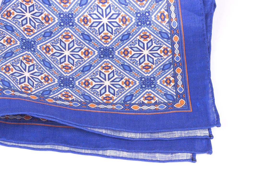 Bright Blue Tiles in Linen