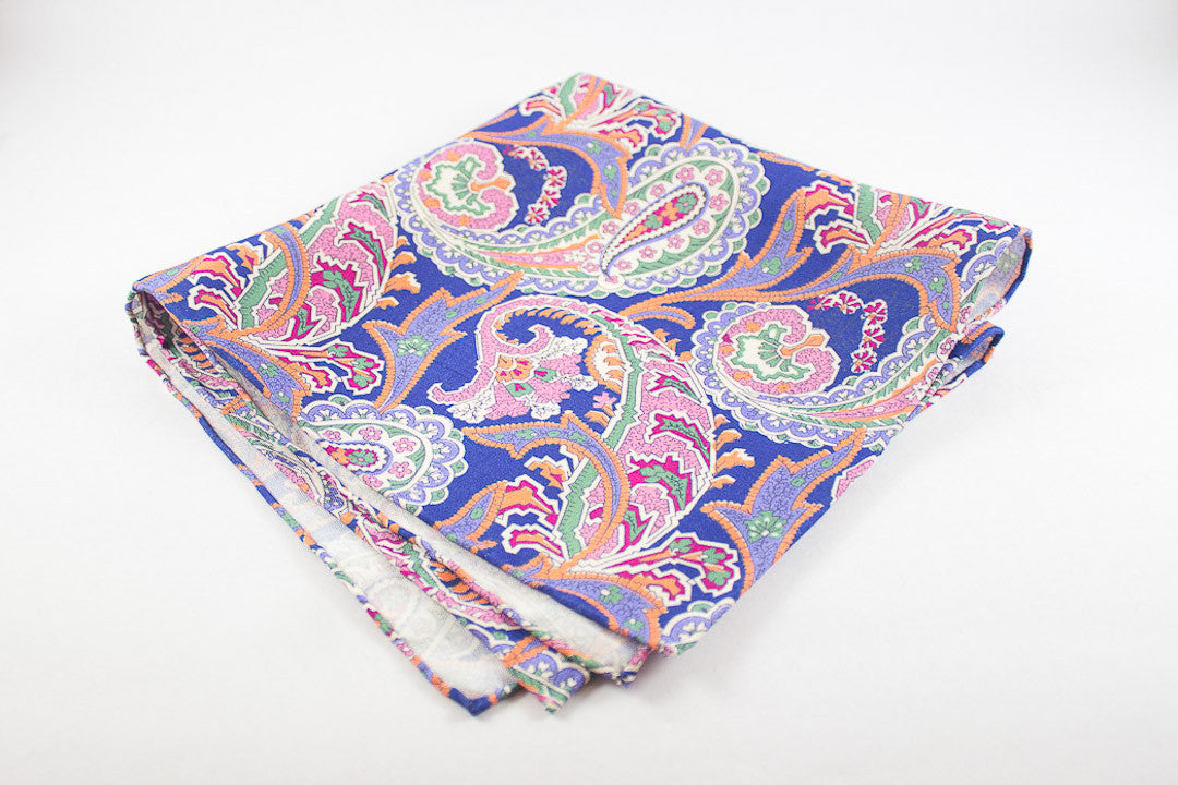 Royal Blue Shantung Paisley